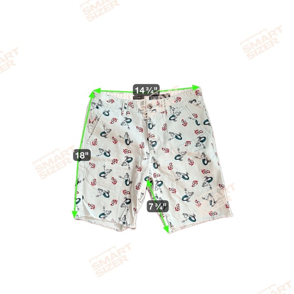 Hawkings McGill cut-off topless mermaid print  Men’s chino shorts Size 30 - Picture 8 of 8